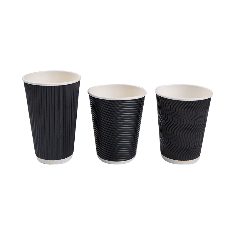 Tazas de café de papel desechables de pared ondulada kraft con aislamiento de 8 oz para fiestas de oficina en casa