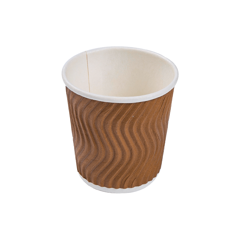 Tazas de café calientes de papel de pared doble ondulado marrón con aislamiento de impresión personalizada de 9 oz